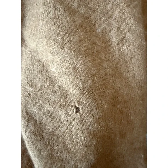 free People "Pure Cashmere Boyfriend Hoodie tan oversize size large soft hole - Picture 3 of 3